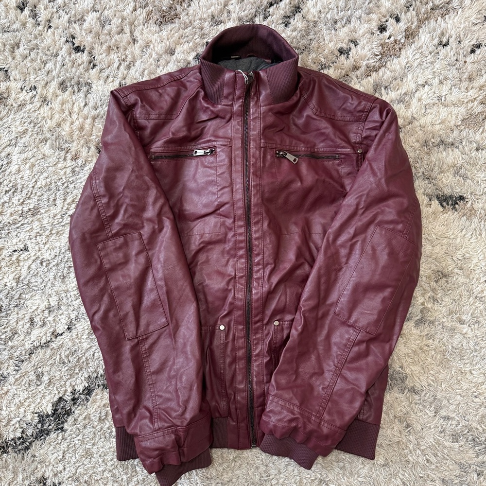Men's Maroon Hooded Jacket